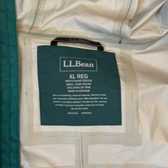 L.L. Bean Trail Model Rain Jacket Green XL - Picture 4 of 6